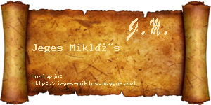 Jeges Miklós névjegykártya